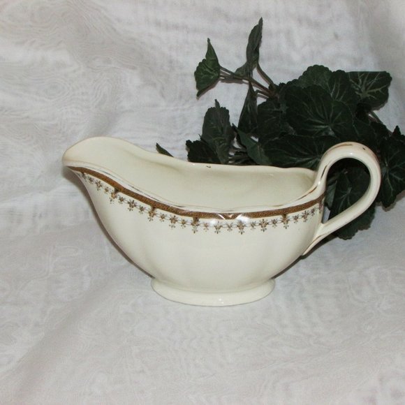 Vintage Gravy Boat Grindley Cream Petal Tan Black Band Dinnerware - Picture 2 of 7